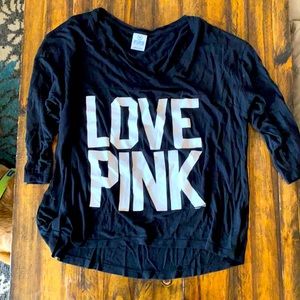 PINK black 3/4 sleeve jersey